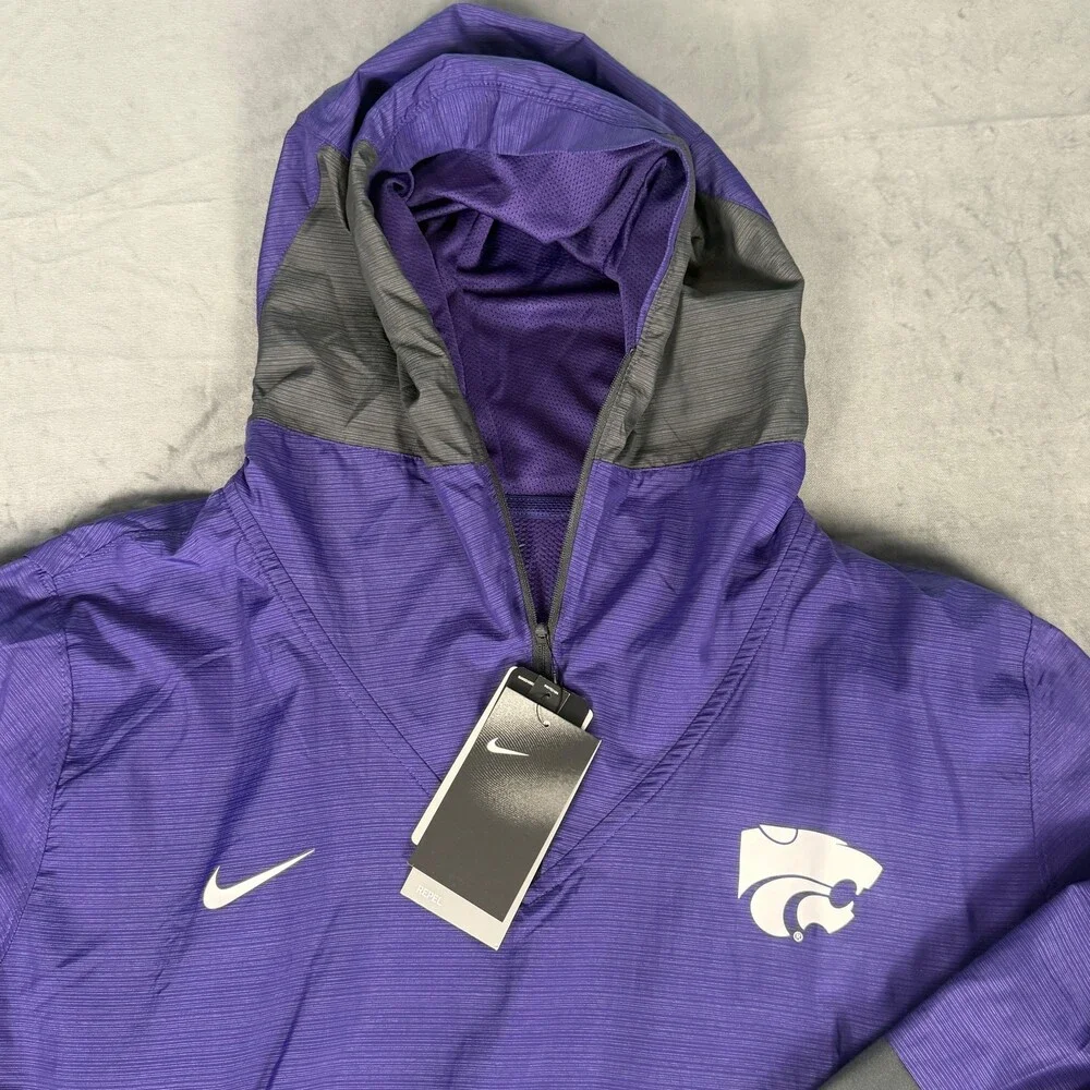 Nike Windbreaker Mens XL Purple Gray Kansas State Wildcats Quarter Zip On Field
